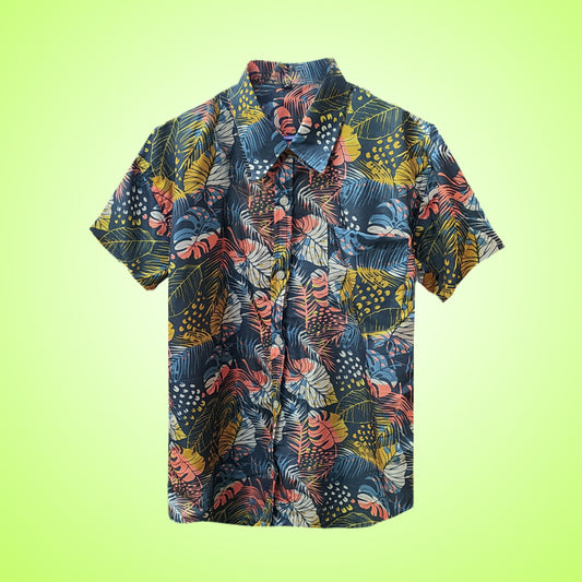 Men's Topical Print Half Shirt