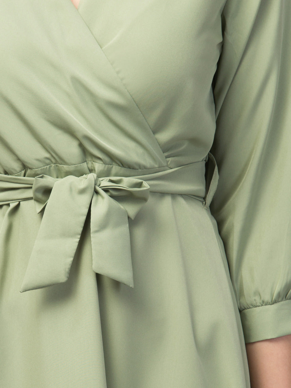 Women Solid Belted Midi Dress