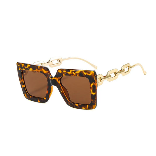 Metal Chain Square Oversized Sunglasses for Women