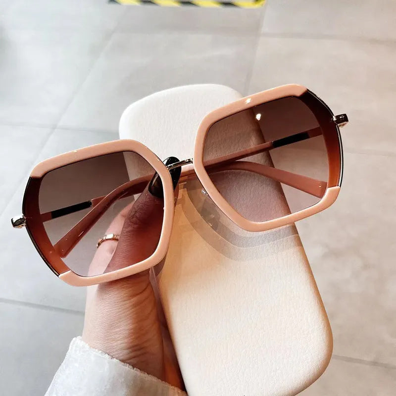Trendy Street Fashion Pink Oversized Square Sunglasses for Women