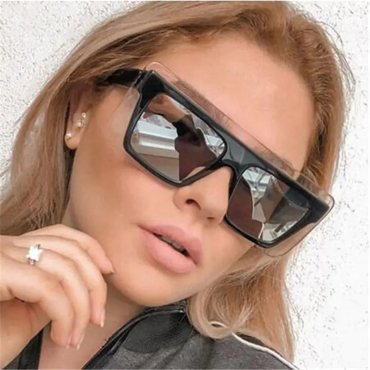 Unisex Big Frame Retro Square Gray Sunglasses Fashion Shades UV400 Vintage Glasses