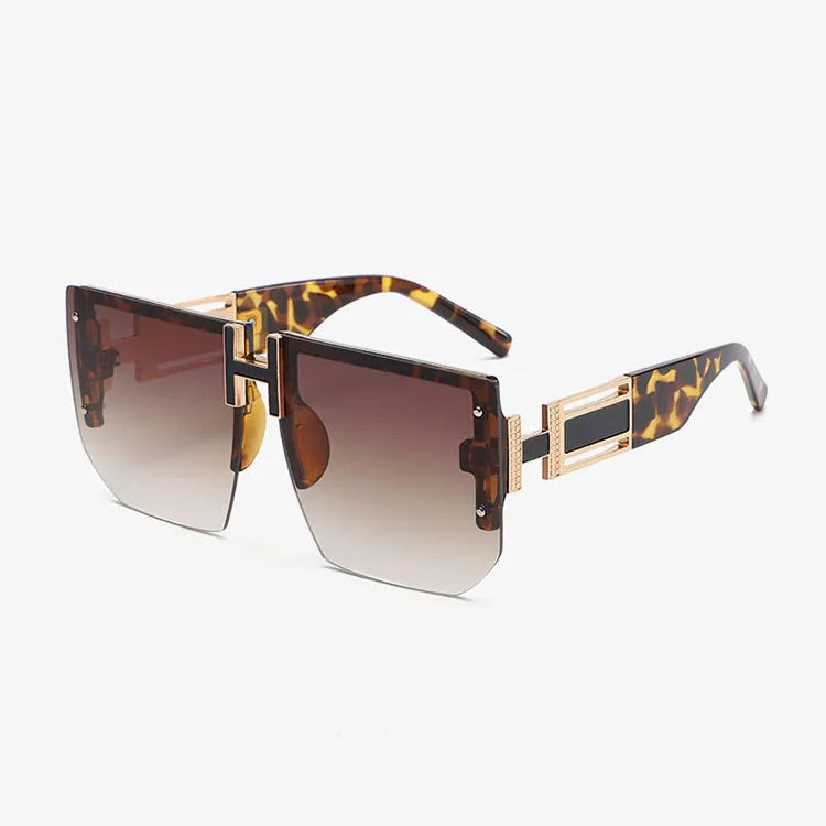 Stylish Retro Women Sunglasses Oversized Rock Style Flat Top Square Big Gradient Shades