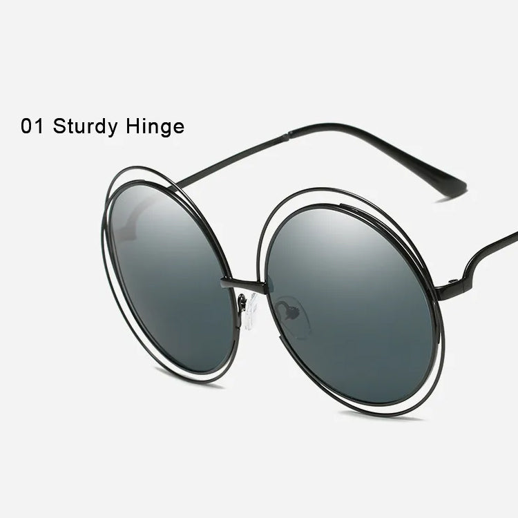 Street Popular Steampunk Black Sunglasses Big Round Frame Sunglass